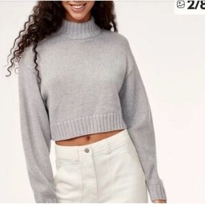 Aritzia Wilfred Free 100% Merino Wool Turtlelneck Croop Sweater sz XXS